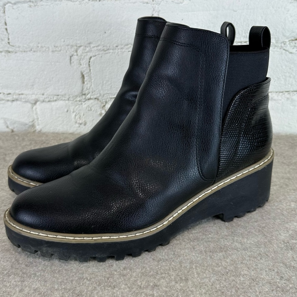 DV Dolce Vita Rango Croco Ankle Boots Black Vegan Leather Women’s Size 10